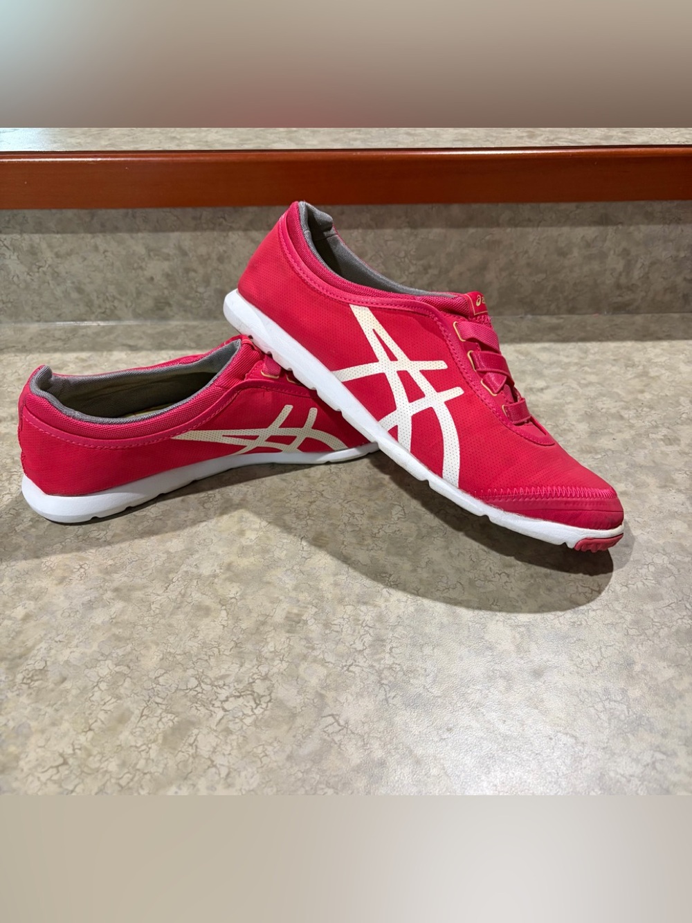 Asics Women's Red Athletic Sneakers with White Accent Size 8.5